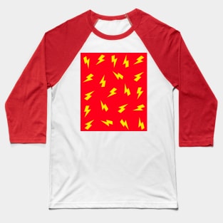 Yellow Lightning Bolts on Red Baseball T-Shirt